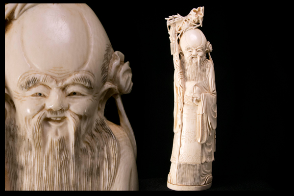 ◆天香楼◆象牙　寿老人　高さ26㎝　唐物AA3779