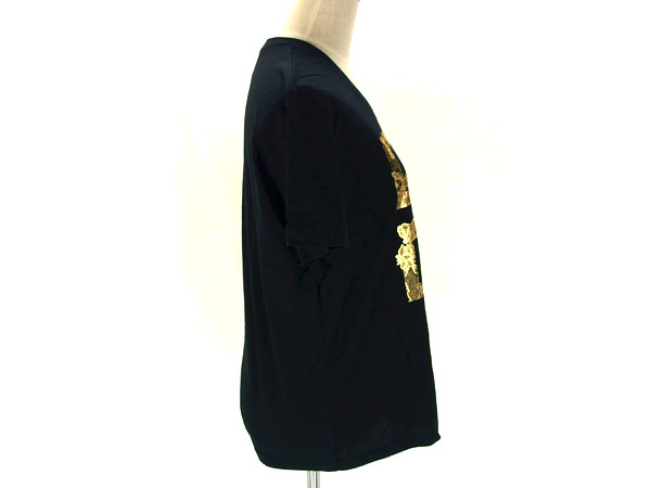 1円 美品 ジバンシー Tシャツ SIZE L ブラック×金色 AU775