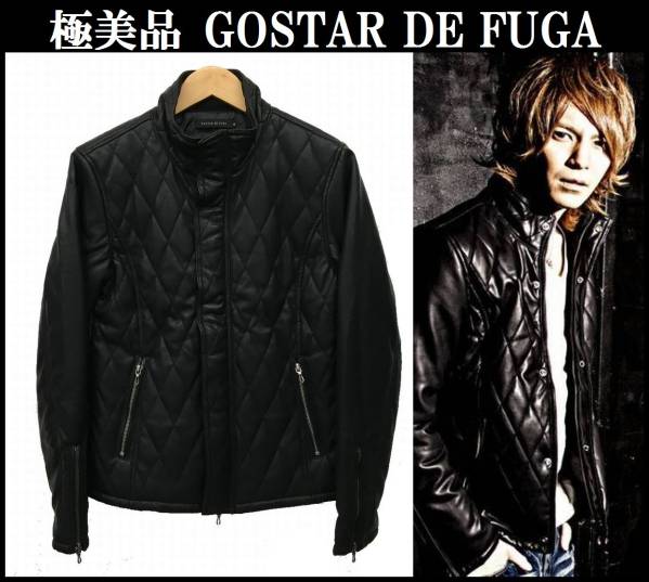 フーガダウンライダースジャケット暖かい FUGA フーガ フェイクレザー キルティング ダウン ジャケット 44