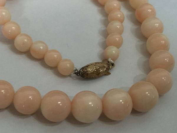 美品 本サンゴ 天然珊瑚 ネックレス 最大玉約11mm K18金 47g 