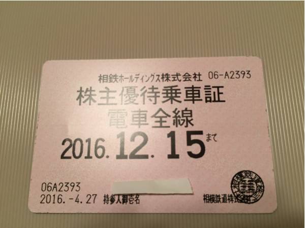 ★相鉄★相模鉄道 株主優待乗車証★定期型★持参人１人使用可能