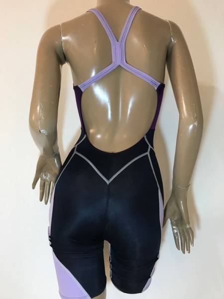 ミズノ女子競泳水着Lアクセルスーツマイティラインうろこ光沢黒 L