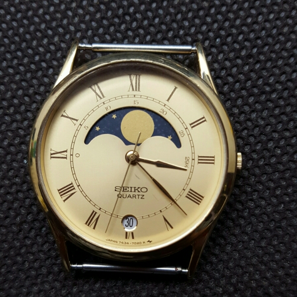 SEIKO QUARTZ セイコー ムーンフェイズ クォーツ 腕時計 レトロ