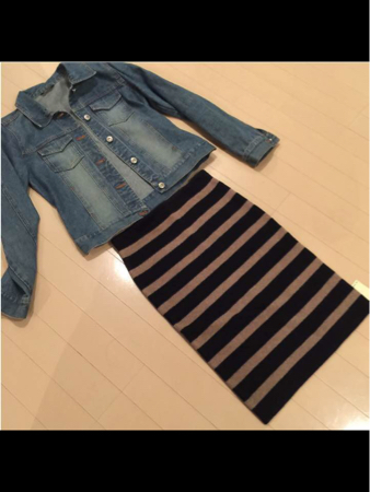 ボーダーニットスカート スコットクラブ系列LASUD新品 茶系