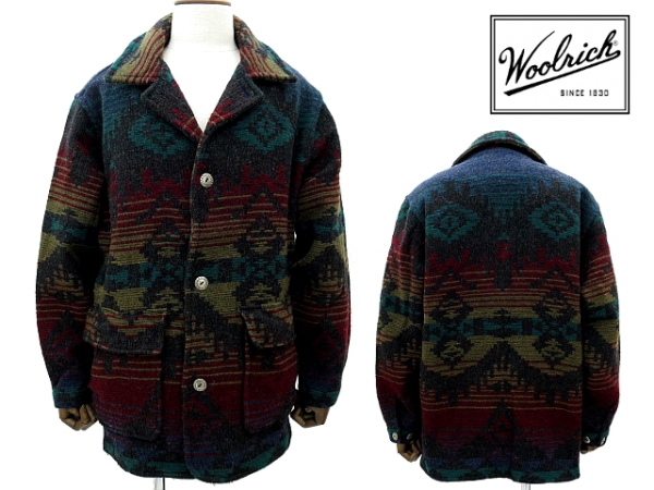 A1019☆美品☆WOOLRICH☆USA製ネイティブ柄ウールジャケット M 90's