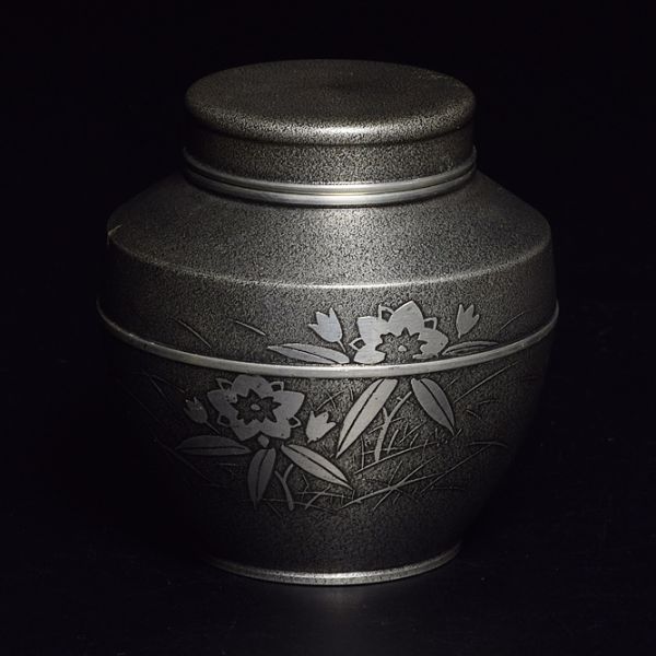 煎茶道具 茶壺 茶道具 茶壷 古錫 茶葉罐 茶入 茶 茶筒 古錫製