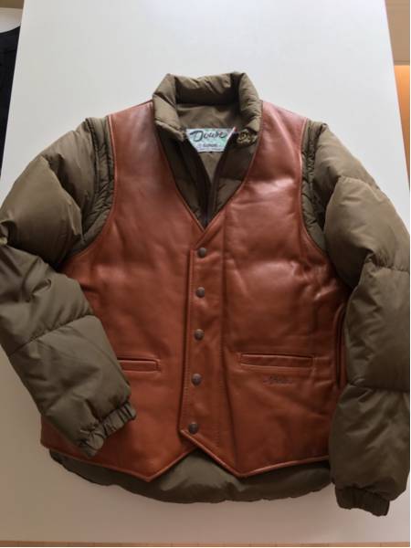 美品■schott ダウンベスト レザー ブラウン 40 schott☆ショット☆ダウンジャケット☆ベスト☆本革☆40☆米国