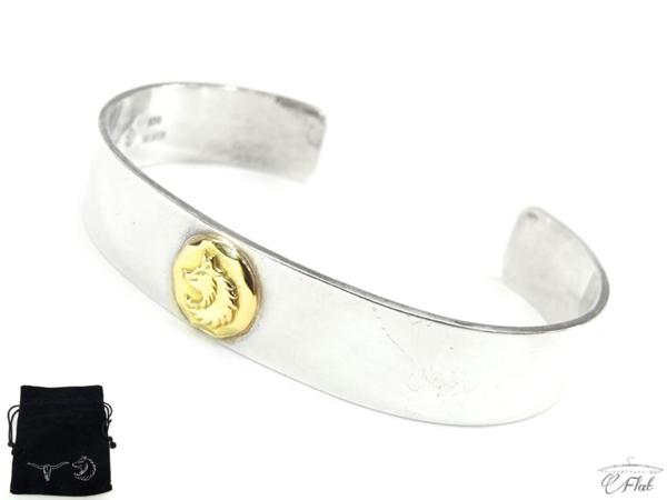◆タディ＆キングＫ18ウルフ平打ちシルバーバングルＬ◆中古