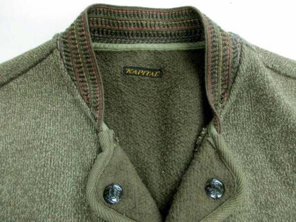 キャピタル kapital 裏毛 ビーチ ベスト パイピング カーキ XL