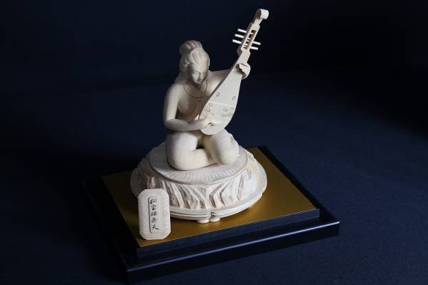 8タ11013 江ノ島弁天 女神 開運 置物 木製 三大弁天 秘宝裸弁天