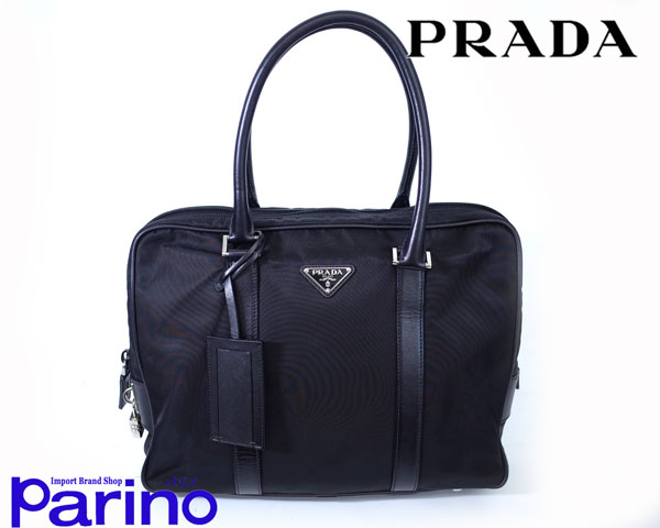 良品♪プラダ/PRADA ビジネスバッグ ナイロン＆レザー 黒 VA0661