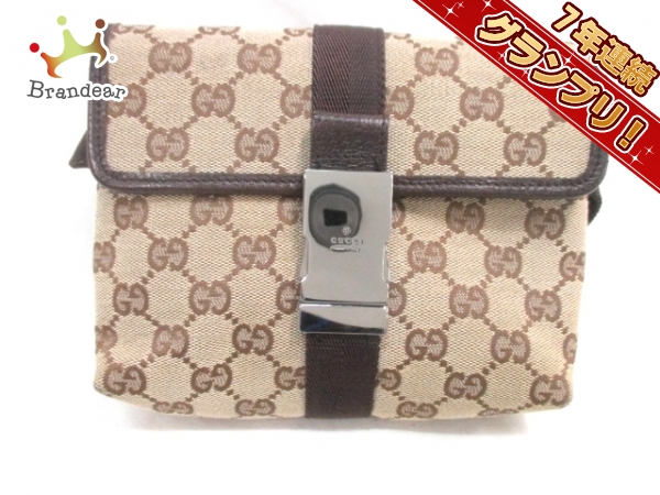 グッチ ウエストポーチ GG柄 131236 ベージュ×ダークブラウン GUCCI