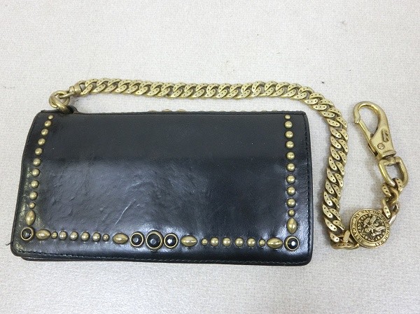 CALEE レザー スタッズ ウォレットチェーン キャリー スター WALLET