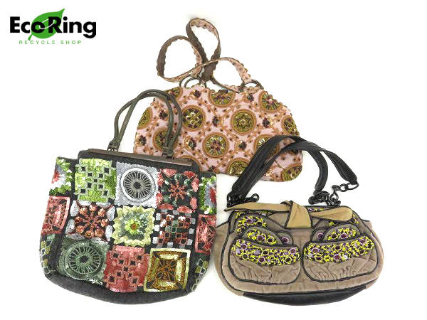 1円 ジャマン ピュエッシュ ビーズ ハンドバッグ 計3点 BR300