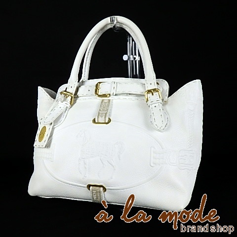 フェンディ セレリア トートバッグ レザー 白【アラモード】 FENDI 