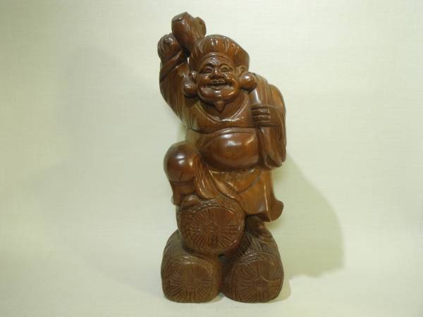 木彫り 大黒様 置物 大黒天[大黒天様 是空 職人 26858!特大！53cm