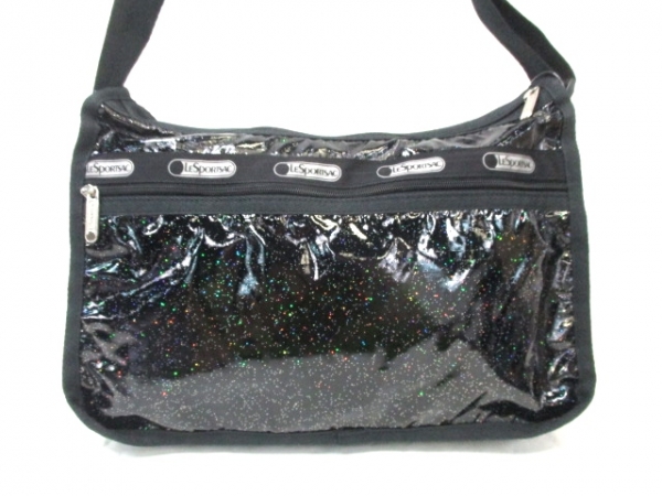 レスポートサック ショルダーバッグ 美品 黒×マルチ ラメ 美品 