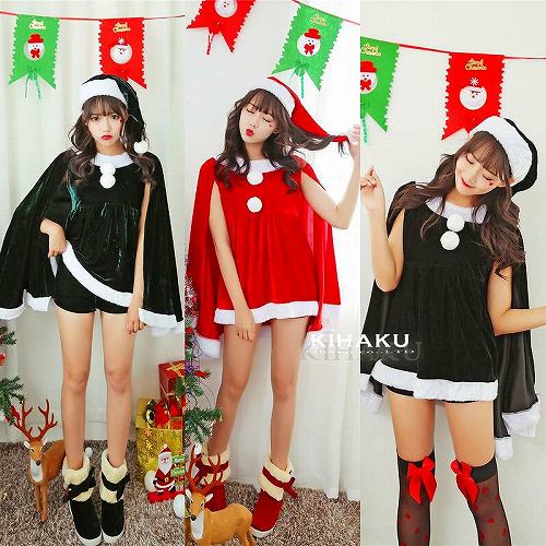 3色 パーカー サンタ コスチューム クリスマス レッド