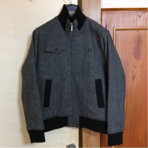 美品 メンズ フレッドペリー ウール ジャケット アウター グレー