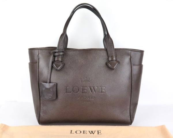 正規 LOEWE ロエベ ハンドバッグ レザー ダークブラウン 保存袋