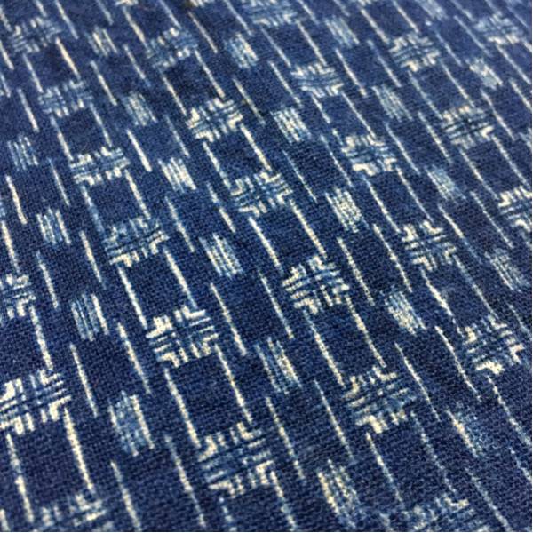 古布 藍染 型染 木綿 幾何学模様 小紋 中型 33cm x 112cm