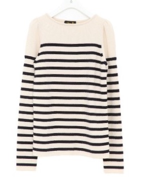 Drawer ドゥロワー パフスリーブ ニット ボーダー secret closet