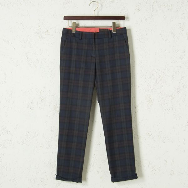 TOMORROWLAND パンツ スラックス チェック 紺/灰 36 c11a240WMN