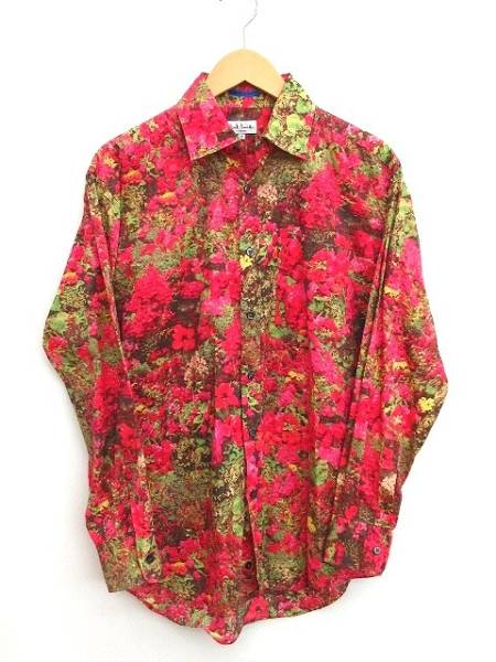 ポールスミス シャツ 長袖 綿100％ 転写 花柄 ピンク系 M