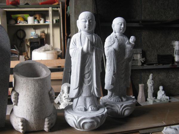 白御影石製地蔵様（1.5尺）＋蓮華台（仏像・石彫刻・墓石） 天然青