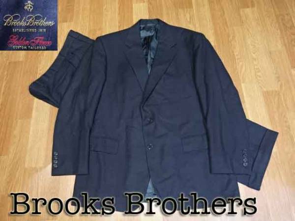 極美品！ブルックスブラザーズ 紺 フラノウールスーツ 2XL W38
