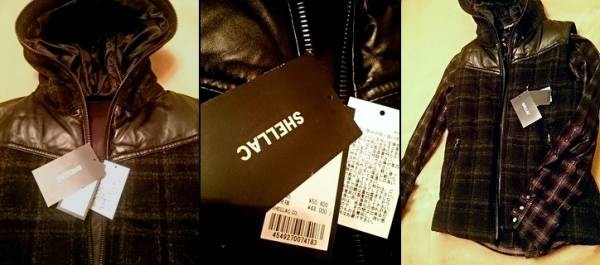 新品　SHELLAC レザー×メルトンダウンベスト　値下げ☆送料込み