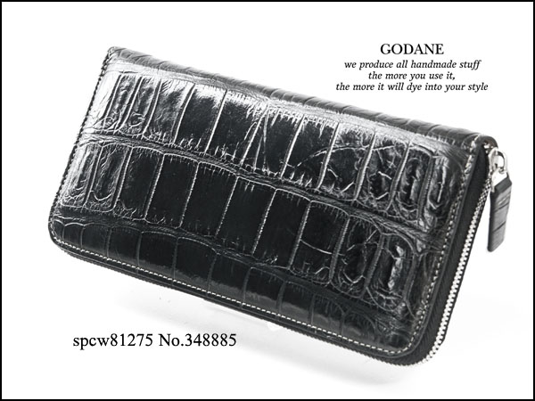 限定 GODANE シャムクロコ/ラウンドファスナー長財布 BK/348885