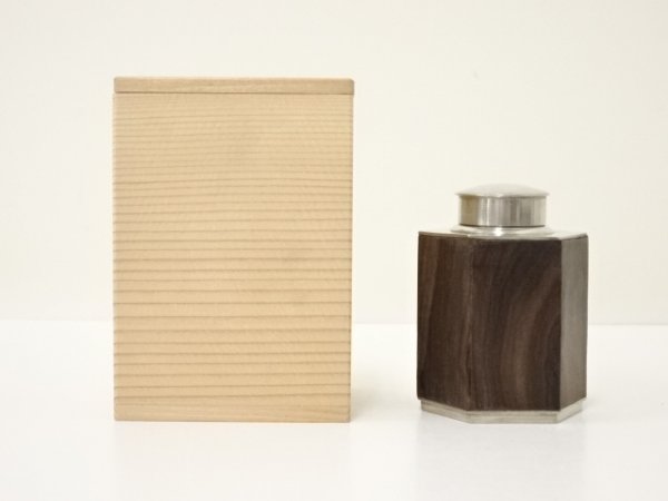 10601# 【送料無料】錫唐木巻六角茶心壷 茶壷