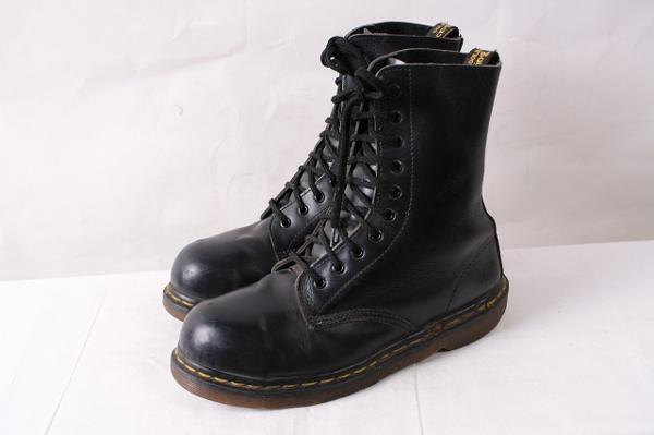 英国製ドクターマーチン UK6/24.5cm-25.0cm/スチールトゥ 10ホール 黒 ブラック レザーdr.martens dh1596