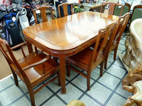 中国家具 花梨 ダイニングテーブル5点セット 8152T 美品 花梨 6人掛け 