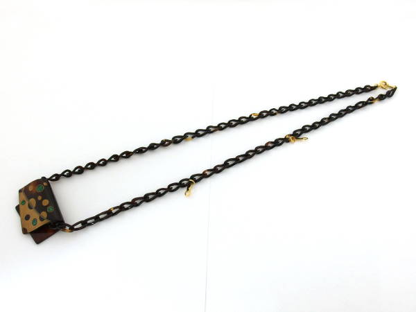 1円 英成作 べっ甲 鼈甲 蒔絵 ネックレス ペンダント EW133