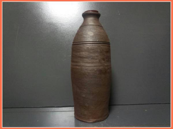 壺屋焼.荒焼.灰被り.酒器大壺 壺屋焼 高24.7cmやちむん 名工 由琉球壺屋焼 花入 新垣勲 双