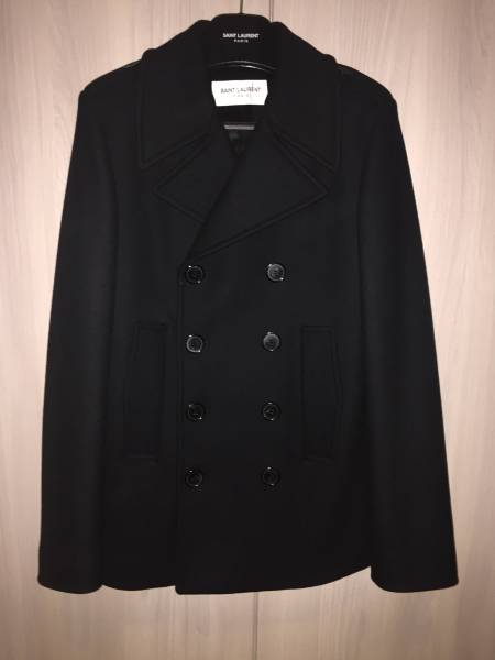 サンローランパリ ウールピーコートジャケット 黒 42 SAINT サンローランパリ ウールピーコートジャケット 黒 42 SAINT