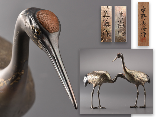 二羽の鶴の置物