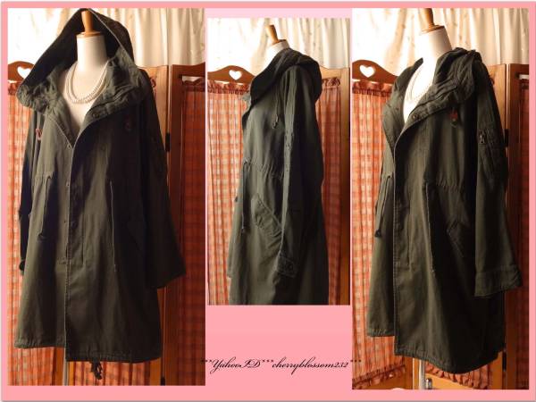 ◆新品４L◆多様襟*モッズコート*カーキ*フード付*ポケット付*後ろ長め丈*袖ポケット*紐調節*前ファスナー＆スナップ*大きいサイズ*春秋冬