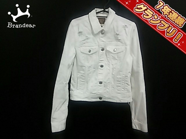 アメリカンイーグル Gジャン M メンズ 白 ダメージ加工