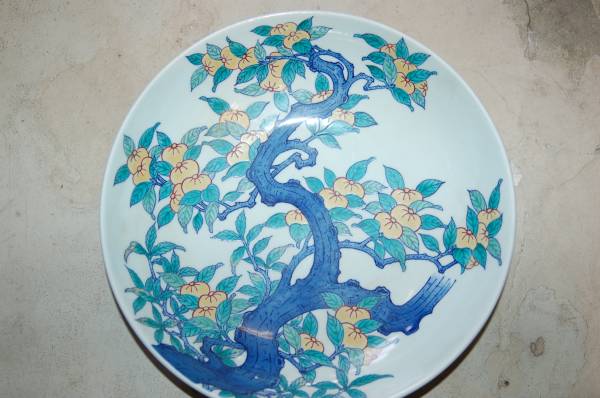 色鍋島 絵皿 鍋島焼 共箱 鍋島 色絵 桜花籠文 五寸皿 市川龍男 市川龍