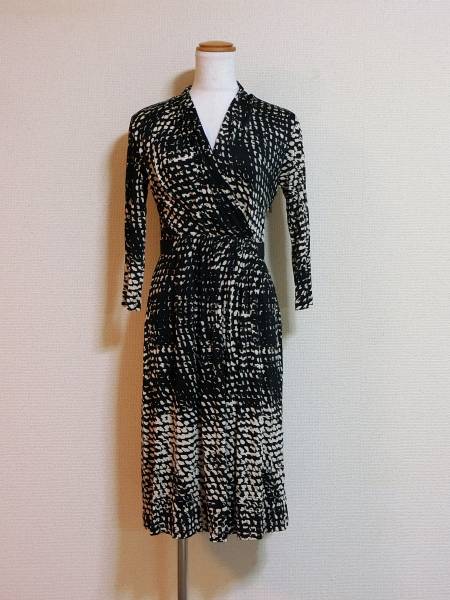 白タグ Max Mara マックスマーラ カシュクール ワンピース 総柄 38