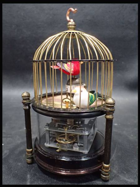 讃】 ヨーロッパ式 鳥かご置時計 手動ゼンマイ時計 からくり時計 可動