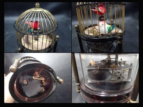 讃】 ヨーロッパ式 鳥かご置時計 手動ゼンマイ時計 からくり時計 可動