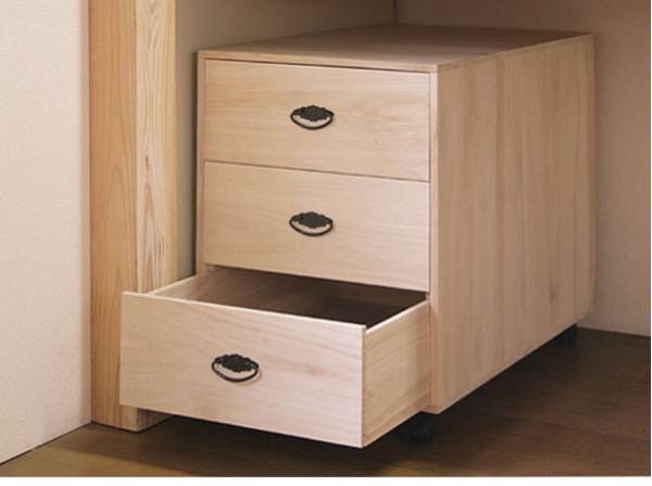 押入れ収納 キャスター付 桐たんす 引き出し3段 奥行き75cm 幅45cm