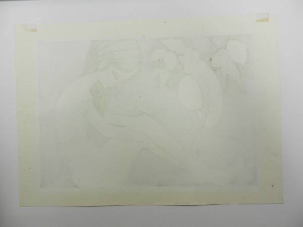 池田修三 木版画 「緑陰」 1980年 限300 検 秋田 木陰 少女