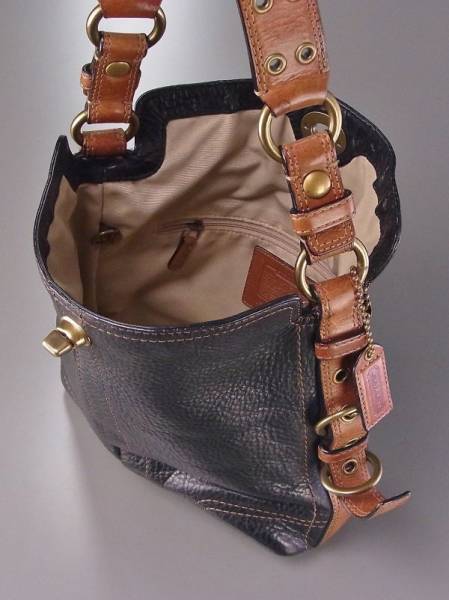 G8653*COACH/コーチ*チェルシー*ホーボー*レザーショルダーバッグ*トップターンロック*黒*鞄