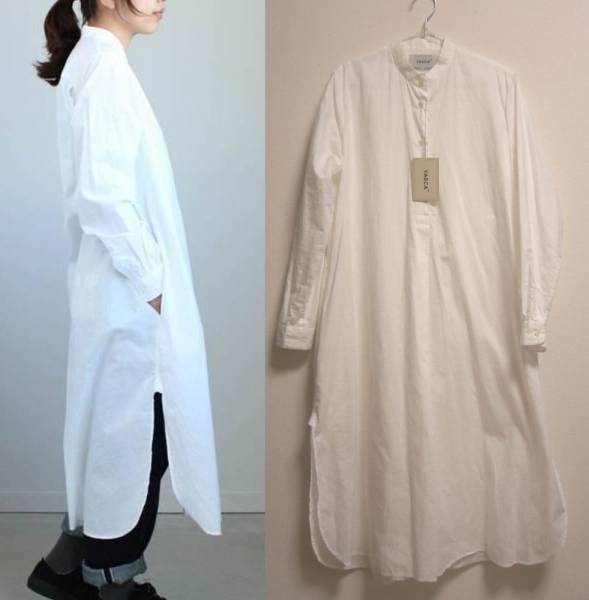 新品タグ付き YAECA ヤエカ ロングシャツワンピース プルオーバー ワンピース ホワイト 白M