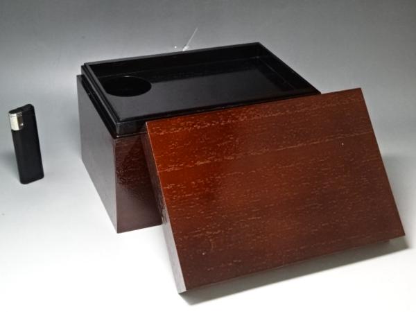 ▲木製【桐木地/溜塗　利休茶箱】箱入　21.5×14.5×h13.3cm　茶道具　茶器の収納に！　茶箱道具